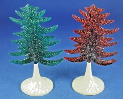 O/S - Plasticville - #CT-6 2 -Translucent Evergreen Trees - Red & Green HTF - Image 1 of 4
