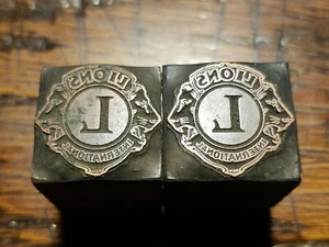 Bloque de impresión tipográfica vintage logotipo publicitario - Lions International - B2 - Imagen 1 de 7