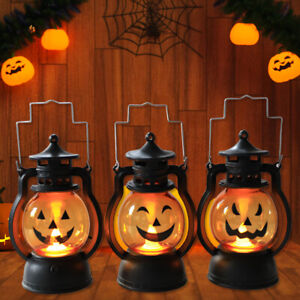 3 Pack Halloween Pumpkin Lamp Mini Led Candle Lantern Home Party Decor Props UK