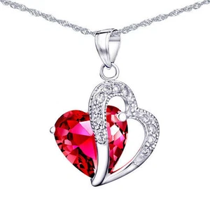 5.66 Ct Simulated Red Ruby Necklace Pendant 925 Sterling Silver with 18" Chain - Picture 1 of 6