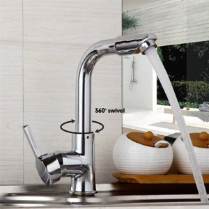 Grifo giratorio 360° cromado de cocina grifos fregadero aerosol lavabo batidora de baño - Imagen 1 de 10