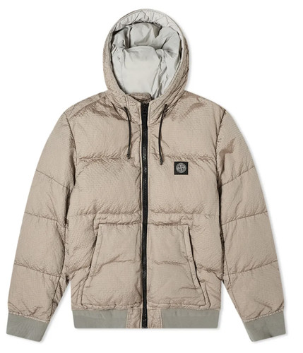 Piumino Stone Island Seersucker Nylon Grigio Perla Taglia LARGE