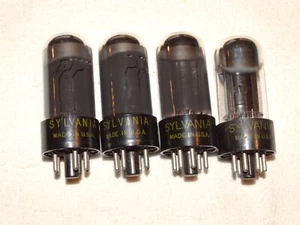 4 x 6V6gt Sylvania Tubes *Smoked Glass*Very Strong Matched Quad *#6 - Picture 1 of 4