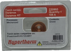 HYPERTHERM 220993 DURAMAX RT 105A MECH SHIELD DEFLECTOR POWERMAX 65 85 105 MRT - Picture 1 of 5