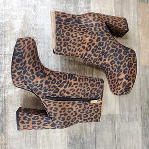 Jessica Simpson Rexura Booties Womens Sz 8.5 M Natural Safari Leopard Leather - Picture 1 of 12