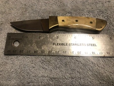 Silver Stag Antler Handle Knife.  Fixed Blade.  Custom Made in the USA. - Image 1 of 4