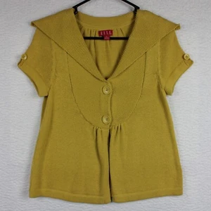 ELLE Damen Kurzarm Strickjacke Pullover mit Knöpfen Größe XS gelb - Bild 1 von 13
