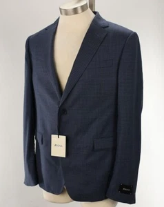 Z ZEGNA Mens Blue Micro Check Drop 8 Wool Slim Fit Suit 42S Flat Front Pants NWT - Picture 1 of 6