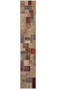 Patchwork Handgeknüpfter Perserteppich 453x80 cm-Orient,Carpet,Rug,Vintage - Picture 1 of 11
