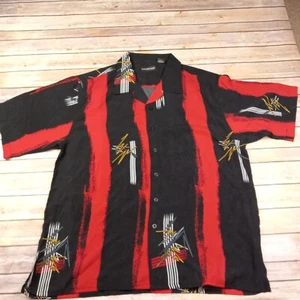 Giogio Berttynari 2XL Mens Button Front Casual Camp Shirt Red Black Graphic - Picture 1 of 6