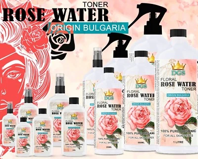 DGS Rosenwasser 100 % rein natürlich Bulgarien Herkunft Toner Reiniger, Feuchtigkeitscreme UK