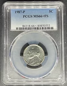 1987-P Jefferson Nickel PCGS MS-66+ FS, Buy 3 Items, Get $5 Off!! - Picture 1 of 2