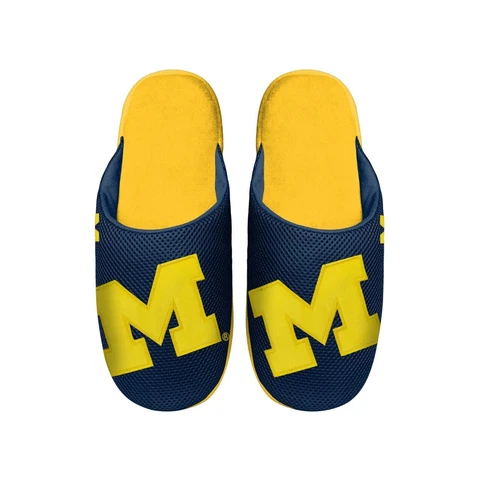 NCAA Michigan Wolverines Logo on Mesh Slide Slippers Dot Sole Size L by FOCO Cover