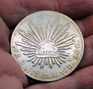 1883 MO MH SILVER MEXICO 8 REALES CAP & RAYS MEXICO CITY MINT - Picture 1 of 4