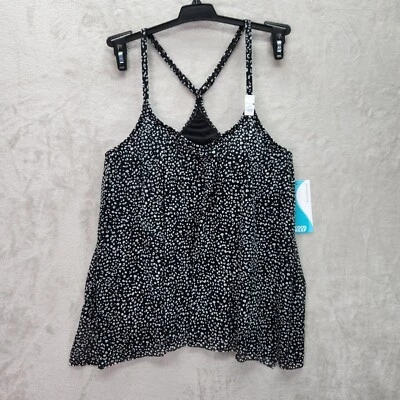 Coco Reef Tankini Top Bra Sized 34C Mesh Animal Print Swim Black White Underwire - Image 1 of 4