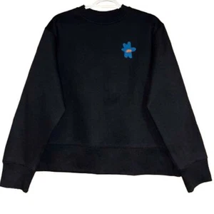 Compania Fantastica Damen Sweatshirt schwarz mit blauem Blumenaufnäher Gr. S - Bild 1 von 5