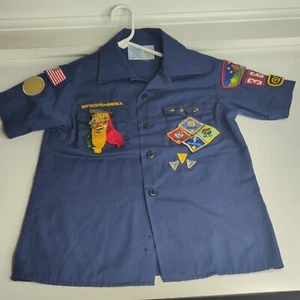 Cub Scout Short Sleeve Shirt Pins Patches youth Med 10-12 Western Colorado Vtg - Picture 1 of 8