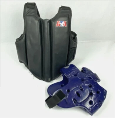 LOT ATA Century Karate Sparring Gear Taekwondo Chest Guard Youth Helmet - Image 1 of 4