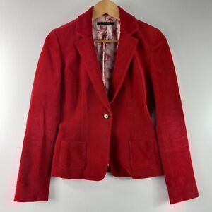 Elie Tahari Blazer Jacket Women's Size Unknown Rust Solid Corduroy Button Boho