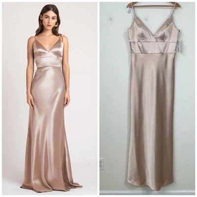 Новый с Ярлыками Jenny Yoo Brenna лепесток атласная спина креп размер 12 взбитый абрикос с подкладкой - Изображение 1 из 4