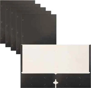 Two Pocket Portfolio Folders, 50-Pack, Black, Letter Size Paper Folders, 50 P... - Picture 1 of 3