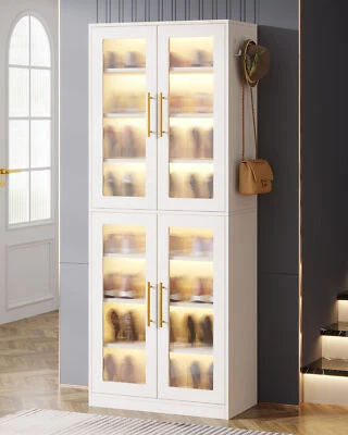 Tribesigns 67" Tall Shoe Storage Cabinet with Acrylic Doors and LED Lights - Image 1 of 4
