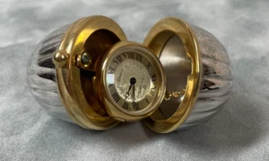 [Vtg] Elora Silber, Messing & Kristall Quarz Eieruhr - römische Ziffern - Unikat - Bild 1 von 15