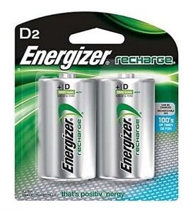 Energizer D Cell NiMH Batteries 2-Pack, 2500 mAH