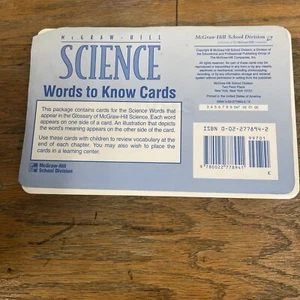McGraw-Hill Science Grade K Words to Know Cards 100 Cards Teaching Homeschool - Picture 1 of 6