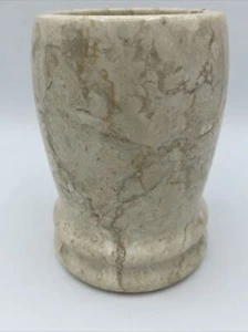 Natural Stone Pedestal Cup 4.5” Cream Organic Toothbrush Holder ,Makeup Brushes - Picture 1 of 15
