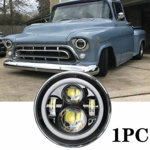 7" Round LED Headlight Halo Angel Eye For Chevy Truck C10/20/30 Pickup 1961-1974 - Picture 1 of 12