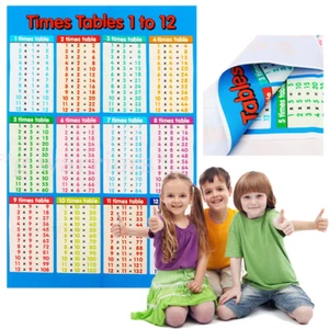 Multiplication Educational Time Tables Maths Children Wall Chart Poster Kids - Picture 1 of 9