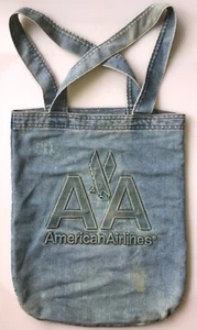 American Airlines Flight Attendant Bag Denim Cotton Embossed Tyca Rare USA VTG - Picture 1 of 13