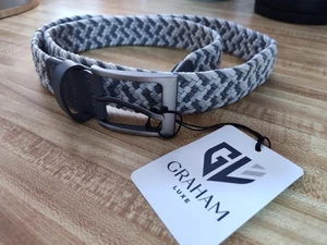 Graham Luxe BraidedComfort Stretch Cord Gürtel Neu Charcoal Fog White Golf 36/38 - Bild 1 von 5