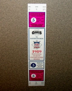 San Francisco Giants 1989 NLCS Game 5 CLINCHER Full Ticket Will Clark Bats .650 - Picture 1 of 3