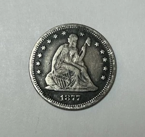 1877 Seated Liberty Quarter 25c - Full Liberty - US Silver Coin - Picture 1 of 4