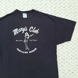 Vintage Mary's Club Portland Oregon oben ohne Streifen Grafik T-Shirt schwarz - XL - Bild 1 von 9