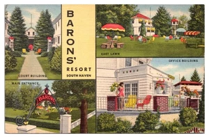 Vintage Baron's Resort, Multi-View, South Haven, Michigan Postkarte - Bild 1 von 2