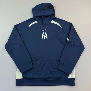 Felpa con cappuccio vintage New York Yankees ragazzo grande blu Nike Team Center logo Swoosh Y2K - Foto 1 di 9