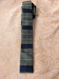 Vtg The Taylor Tie Striped Square End Skinny Tie Rockabilly Wool Silk Blend - Picture 1 of 7