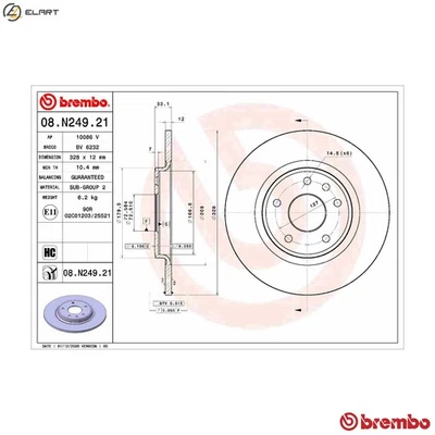 2x BRAKE DISC 08.N249.21 FOR VW DODGE FIAT LANCIA CHRYSLER GRAND CGVA 4.0L 6cyl - Image 1 of 4