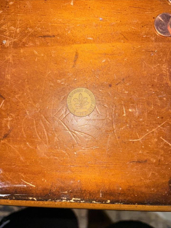 1950-F GERMANY 10 PFENNING ORIGINAL TONED Circulated COIN Brass On Steel - Image 1 of 2