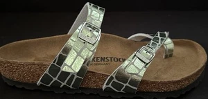 Birkenstock Green Mayari Gator Gleam Mineral Toe Loop Sandal Sz 6-6.5 Women 37eu - Picture 1 of 5