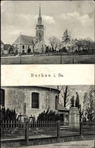 Ak Burkau in Sachsen, Kirche, Kriegerdenkmal - 3828582 - Picture 1 of 2