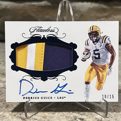 2018 Panini Flawless Collegiate-Rookie Patch Autograph Derrius Guice LSU #RPADG2 - Image 1 of 2