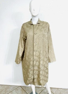 Eskandar Silk Dress/Coat Dress Neutral Cream Jacquard Made In England Sz 1 S/M/L - Image 1 of 4