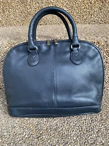 Stone Mountain Black Leather Handbag Satchel Full Zipper Vintage - Picture 1 of 7
