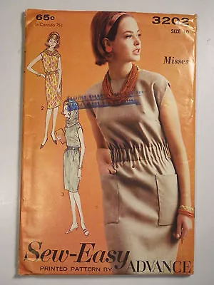 Ad-3202 Dress & Ring Scarf Sewing Pattern Advance Size 10 Uncut Rare - Image 1 of 4