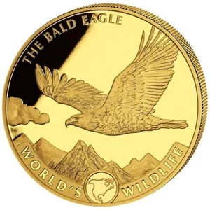 5 oz Kongo Goldmünze World's Wildlife - Weißkopfseeadler PP ,B0187 - Picture 1 of 3