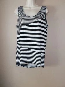 Essentials by Milano Womens Size L Stretch Knit Tunic Top Sleeveless Striped - Picture 1 of 5